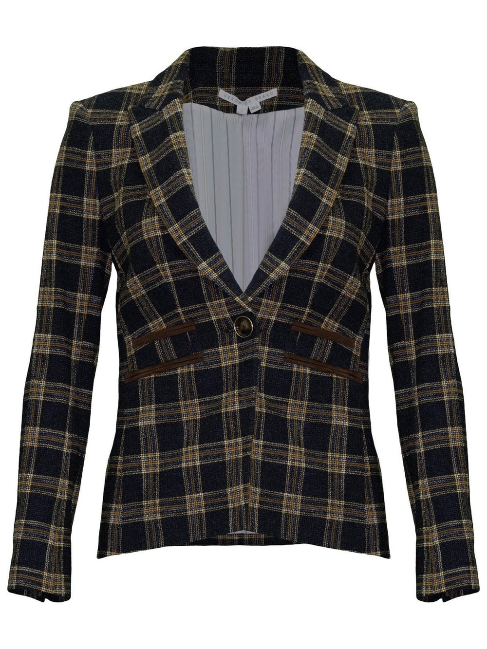 Veronica Beard Plaid Blazer with Gold Windowpane
